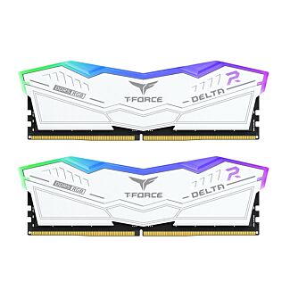Team FF4D564G6000HC38ADC01 T-Force DELTA RGB WHITE DDR5 6000MHz 64GB (2x32GB) 1.35V Desktop Memory
