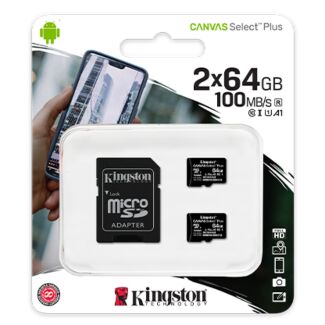 Kingston SDCS2/64GB-2P1A Canvas Select Plus microSD Memory Card 64GB - 2 Pack