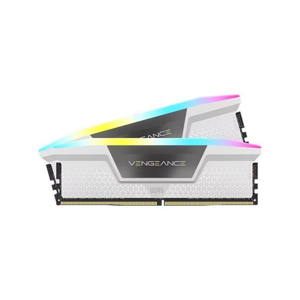 CORSAIR CMH64GX5M2B6000C30W VENGEANCE RGB 64GB (2x32GB) DDR5 6000MHz CL30 1.4V XMP Memory White