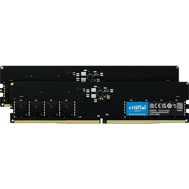 Crucial CT2K32G48C40U5 64GB (2x32GB) DDR5 UDIMM 4800MHz CL40 Desktop PC Memory