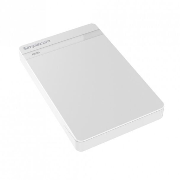 Simplecom SE203-WHITE Tool Free 2.5' SATA HDD SSD to USB 3.0 Hard Drive Enclosure - White Enclosure