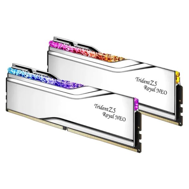 G.Skill F5-6400J3039G16GX2-TR5NS Trident Z5 Royal Neo RGB 32GB (2x 16GB) DDR5 6400MHz CL30 AMD EXPO Ready Desktop Memory Silver