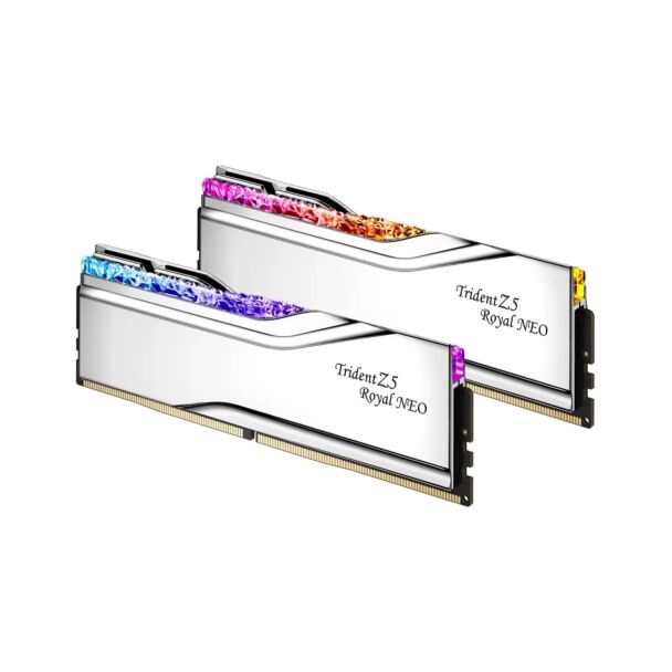 G.Skill F5-8000J3848H16GX2-TR5NS Trident Z5 Royal Neo RGB 32GB (2x 16GB) DDR5 8000MHz CL38 AMD Desktop Memory Silver
