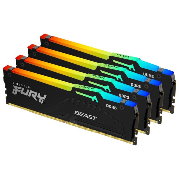 Kingston KF556C40BBAK4-128 FURY Beast RGB 128GB (4x 32GB) DDR5 5600MHz Desktop Memory Black