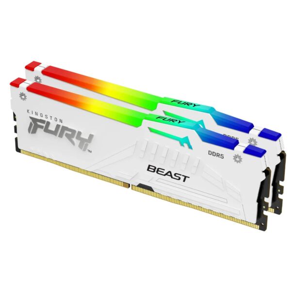 Kingston KF560C36BWE2AK2-32 FURY Beast RGB White 32GB (2 x 16GB) 6000MHz DDR5 CL36 Desktop Memory Kit