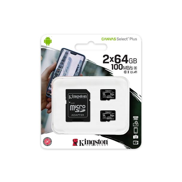 Kingston SDCS2/64GB-2P1A Canvas Select Plus microSD Memory Card 64GB - 2 Pack
